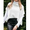 imageCicy Bell Womens Oversized Turtleneck Knit Sweaters Short Batwing Sleeve Casual Slouchy Loose Fit Chunky Pullover TopsWhite