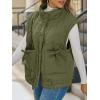 imageCicy Bell Womens Puffer Quilted Vest Lightweight Stand Collar Cap Sleeve Jackets Button Down Padded Gilet Winter OuterwearArmy Green