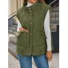 imageCicy Bell Womens Puffer Quilted Vest Lightweight Stand Collar Cap Sleeve Jackets Button Down Padded Gilet Winter OuterwearArmy Green