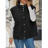 imageCicy Bell Womens Puffer Quilted Vest Lightweight Stand Collar Cap Sleeve Jackets Button Down Padded Gilet Winter OuterwearBlack