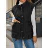 imageCicy Bell Womens Puffer Quilted Vest Lightweight Stand Collar Cap Sleeve Jackets Button Down Padded Gilet Winter OuterwearBlack