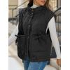imageCicy Bell Womens Puffer Quilted Vest Lightweight Stand Collar Cap Sleeve Jackets Button Down Padded Gilet Winter OuterwearBlack