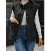imageCicy Bell Womens Puffer Quilted Vest Lightweight Stand Collar Cap Sleeve Jackets Button Down Padded Gilet Winter OuterwearBlack