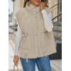 imageCicy Bell Womens Puffer Quilted Vest Lightweight Stand Collar Cap Sleeve Jackets Button Down Padded Gilet Winter OuterwearLight Khaki