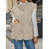 imageCicy Bell Womens Puffer Quilted Vest Lightweight Stand Collar Cap Sleeve Jackets Button Down Padded Gilet Winter OuterwearLight Khaki