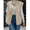 imageCicy Bell Womens Puffer Quilted Vest Lightweight Stand Collar Cap Sleeve Jackets Button Down Padded Gilet Winter OuterwearLight Khaki