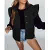 imageCicy Bell Womens Ruffle Cap Sleeve Puffer Vests Quilted Trendy Button Down Padded Jackets Gilet Winter Outerwear VestBlack