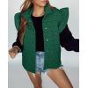 imageCicy Bell Womens Ruffle Cap Sleeve Puffer Vests Quilted Trendy Button Down Padded Jackets Gilet Winter Outerwear VestDark Green