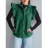 imageCicy Bell Womens Ruffle Cap Sleeve Puffer Vests Quilted Trendy Button Down Padded Jackets Gilet Winter Outerwear VestDark Green