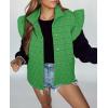 imageCicy Bell Womens Ruffle Cap Sleeve Puffer Vests Quilted Trendy Button Down Padded Jackets Gilet Winter Outerwear VestGreen