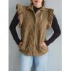 imageCicy Bell Womens Ruffle Cap Sleeve Puffer Vests Quilted Trendy Button Down Padded Jackets Gilet Winter Outerwear VestKhaki