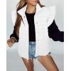 imageCicy Bell Womens Ruffle Cap Sleeve Puffer Vests Quilted Trendy Button Down Padded Jackets Gilet Winter Outerwear VestWhite