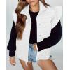 imageCicy Bell Womens Ruffle Cap Sleeve Puffer Vests Quilted Trendy Button Down Padded Jackets Gilet Winter Outerwear VestWhite