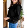 imageCicy Bell Womens Ruffle Long Sleeve Sweatshirt Notched V Neck Textured Casual Tops Fall Loose Fit BlousesBlack