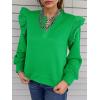 imageCicy Bell Womens Ruffle Long Sleeve Sweatshirt Notched V Neck Textured Casual Tops Fall Loose Fit BlousesGreen
