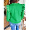 imageCicy Bell Womens Ruffle Long Sleeve Sweatshirt Notched V Neck Textured Casual Tops Fall Loose Fit BlousesGreen