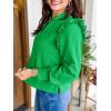 imageCicy Bell Womens Ruffle Long Sleeve Sweatshirt Notched V Neck Textured Casual Tops Fall Loose Fit BlousesGreen