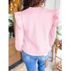 imageCicy Bell Womens Ruffle Long Sleeve Sweatshirt Notched V Neck Textured Casual Tops Fall Loose Fit BlousesPink