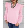 imageCicy Bell Womens Ruffle Long Sleeve Sweatshirt Notched V Neck Textured Casual Tops Fall Loose Fit BlousesPink