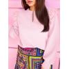 imageCicy Bell Womens Ruffle Long Sleeve Sweatshirt Notched V Neck Textured Casual Tops Fall Loose Fit BlousesPink