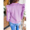 imageCicy Bell Womens Ruffle Long Sleeve Sweatshirt Notched V Neck Textured Casual Tops Fall Loose Fit BlousesViolet