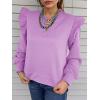 imageCicy Bell Womens Ruffle Long Sleeve Sweatshirt Notched V Neck Textured Casual Tops Fall Loose Fit BlousesViolet