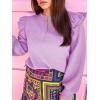 imageCicy Bell Womens Ruffle Long Sleeve Sweatshirt Notched V Neck Textured Casual Tops Fall Loose Fit BlousesViolet