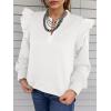 imageCicy Bell Womens Ruffle Long Sleeve Sweatshirt Notched V Neck Textured Casual Tops Fall Loose Fit BlousesWhite