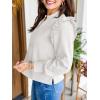 imageCicy Bell Womens Ruffle Long Sleeve Sweatshirt Notched V Neck Textured Casual Tops Fall Loose Fit BlousesWhite