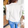 imageCicy Bell Womens Ruffle Long Sleeve Sweatshirt Notched V Neck Textured Casual Tops Fall Loose Fit BlousesWhite