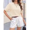 imageCicy Bell Womens Short Sleeve Sweater Crewneck Knit Tops Fall Casual Loose Pullovers ShirtsBeige