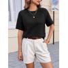 imageCicy Bell Womens Short Sleeve Sweater Crewneck Knit Tops Fall Casual Loose Pullovers ShirtsBlack