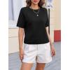 imageCicy Bell Womens Short Sleeve Sweater Crewneck Knit Tops Fall Casual Loose Pullovers ShirtsBlack