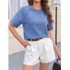 imageCicy Bell Womens Short Sleeve Sweater Crewneck Knit Tops Fall Casual Loose Pullovers ShirtsBlue