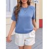 imageCicy Bell Womens Short Sleeve Sweater Crewneck Knit Tops Fall Casual Loose Pullovers ShirtsBlue