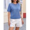 imageCicy Bell Womens Short Sleeve Sweater Crewneck Knit Tops Fall Casual Loose Pullovers ShirtsBlue