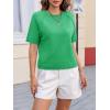 imageCicy Bell Womens Short Sleeve Sweater Crewneck Knit Tops Fall Casual Loose Pullovers ShirtsGreen
