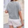 imageCicy Bell Womens Short Sleeve Sweater Crewneck Knit Tops Fall Casual Loose Pullovers ShirtsGrey