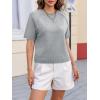 imageCicy Bell Womens Short Sleeve Sweater Crewneck Knit Tops Fall Casual Loose Pullovers ShirtsGrey