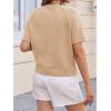 imageCicy Bell Womens Short Sleeve Sweater Crewneck Knit Tops Fall Casual Loose Pullovers ShirtsKhaki