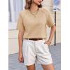 imageCicy Bell Womens Short Sleeve Sweater Crewneck Knit Tops Fall Casual Loose Pullovers ShirtsKhaki