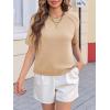 imageCicy Bell Womens Short Sleeve Sweater Crewneck Knit Tops Fall Casual Loose Pullovers ShirtsKhaki