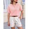 imageCicy Bell Womens Short Sleeve Sweater Crewneck Knit Tops Fall Casual Loose Pullovers ShirtsPink
