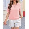 imageCicy Bell Womens Short Sleeve Sweater Crewneck Knit Tops Fall Casual Loose Pullovers ShirtsPink