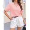 imageCicy Bell Womens Short Sleeve Sweater Crewneck Knit Tops Fall Casual Loose Pullovers ShirtsPink