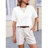 imageCicy Bell Womens Short Sleeve Sweater Crewneck Knit Tops Fall Casual Loose Pullovers ShirtsWhite