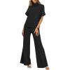 imageCicy Bell Womens 2 Piece Lounge Sets Casual Batwing Short Sleeve Knit Sweater Loose Wide Leg Pants Travel OutfitsBlack