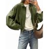 imageCicy Bell Womens Faux Suede Bomber Jackets Oversized Cropped Zip Up Lapel Coats Fall Casual OuterwearsArmy Green