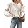 imageCicy Bell Womens Faux Suede Bomber Jackets Oversized Cropped Zip Up Lapel Coats Fall Casual OuterwearsBeige