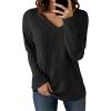 imageCicy Bell Womens Long Sleeve Tops Trendy V Neck Ribbed Lightweight Shirts Dressy Casual Loose Fit BlousesBlack